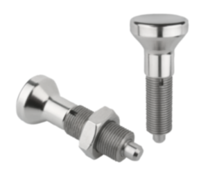 Indexing plungers, stainless steel, without collar, with stainless steel mushroom grip - inch Indexing plungers, stainless steel, without collar, with stainless steel mushroom grip - inch