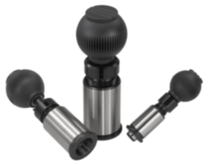 Precision indexing plungers, steel with plastic spherical knob and cylindrical indexing pin