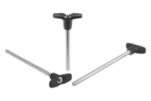 Ball lock pins with plastic T-grip and head-end lock