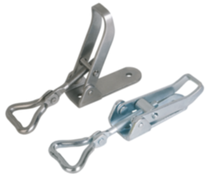 Spännlås stål eller rostfritt stål med rörlig triangulär spännbygel upp till 1000 N, inställbart, skruvhål synliga Spännlås stål eller rostfritt stål med rörlig triangulär spännbygel upp till 1000 N, inställbart, skruvhål synliga