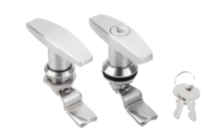 Quarter-turn locks with T-grip, stainless steel 1.4301, lockable, housing diameter 32 mm Quarter-turn locks with T-grip, stainless steel 1.4301, lockable, housing diameter 32 mm