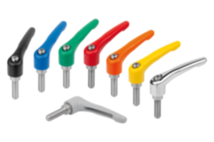 Clamping levers, die-cast zinc with external thread, threaded insert stainless steel Clamping levers, die-cast zinc with external thread, threaded insert stainless steel