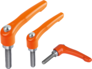 Låsspak i zinkgods med yttergänga och skyddslock, sidenmatt renorange, gänginsats i rostfritt stål Låsspak i zinkgods med yttergänga och skyddslock, sidenmatt renorange, gänginsats i rostfritt stål