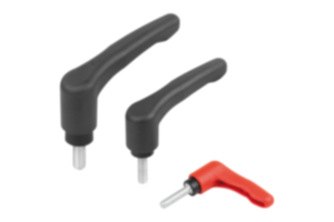 Clamping levers ECO, plastic with external thread, threaded insert blue passivated steel