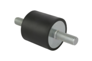 Gummidämpare stål eller rostfritt stål, typ A cylindrisk med yttergänga på två sidor