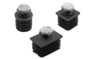 Adjustment plugs, plastic with felt glide surface for round and square tubes