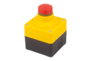 Emergency stop button in Ø 22.3 mm housing with contact blocks, cable gland M20