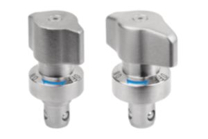 Kulspärrbultar i stål, tungt utförande med vred och vridhuvud i rostfritt stål Kulspärrbultar i stål, tungt utförande med vred och vridhuvud i rostfritt stål